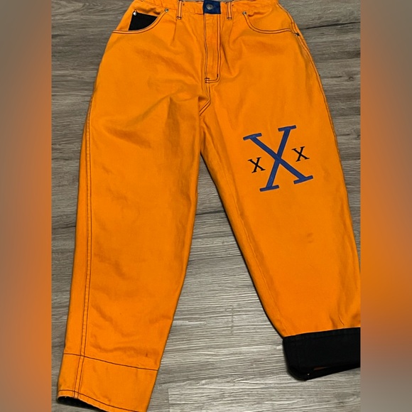 VTG 80s Traffic Embroidered High Waist Women's Mom Jeans Size 13/14 Orange - Picture 2 of 12